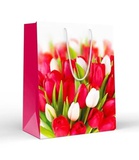 Пакет подарочный  26*33*13,5см (L) "Красные и белые тюльпаны", 15.11.02289