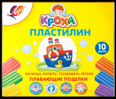 Пластилин плавающий 10 цв. ЛУЧ, со стеком, [29С 1768-08]