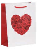 Пакет ламинированный 26*32*14см Сердце из роз, матовый, с глиттором, ППК-1876