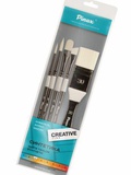 Набор кистей 5шт. синтетика белая Pinax Creative White Taklon, ассорти с флейцем [set22-5pc]