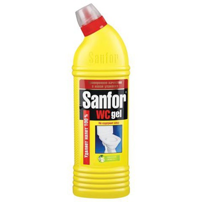 Средство для уборки туалета SANFOR WC gel (Санфор гель) 750г, "Лимонная Свежесть", ш/к 02771