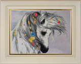 Картина со стразами (мозаична) Белая лошадка частичная выклад. 40х55см,  [10020]