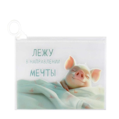 Папка на молнии А6 (160*115мм) 180мкм с рисунком, Лежу в направлении мечты, УФ-печать, 69044
