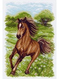 Канва с рисунком 28х37см Пейзаж с лошадью Матренин Посад,  [1536]