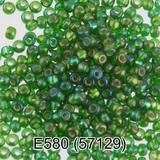Бисер стеклянный GAMMA 5гр прозрачный радужный с поcеребренным отверстием, зеленый, круглый 10/*2,3мм, 1-й сорт Чехия, Е580 (57129)