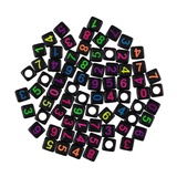 Бусины пластиковые Hobbius 6мм /50шт, «Цифры» в форме куба, чёрные с цветными цифрами  ABFB-04 №02
