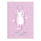 Записная книжка А5 для девочек 48л. Розовый кот, твёрдый переплёт, глянцевая ламинация тиснение фольгой, 57299