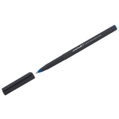 Ручка-роллер 0,5мм, Uni "Uni-Ball II Micro UB-104" синяя, корпус пластиковый, серый, одноразовая, 66253