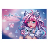 Альбом для рисования 24л. А4 на склейке, "Девушка с барсом", Феникс+, белый офсет, 100 г/м², мягкий переплёт, сплошной УФ-лак, 67666