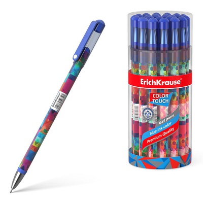 Ручка гелевая 0,5мм синяя ErichKrause® ColorTouch® Patchworks, игольчатый стержень, [ЕК50750]
