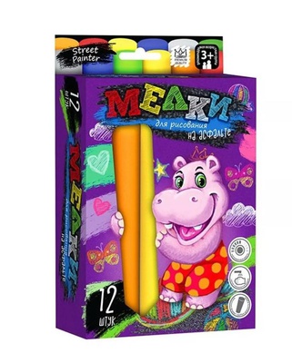 Нaбор мела цветного ( утолщённого ), DаnkoToys 12шт. 6 цветов ( 3+ )  MEL-01-06