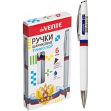 Ручка шариковая с поворотным механизмом 0,7мм синяя deVENTE. "Триколор", белый корпус с российским флагом, сменный стержень, инд. марк. [5070300]