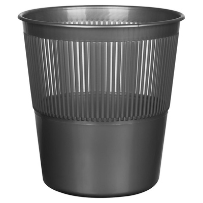 Корзина для бумаг  9л, круглая, сетчатая, серая, OfficeClean 299872