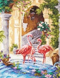 Набор для вышивания Чудесная игла Розовый фламинго 30х39см,  [64-02]