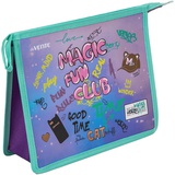 Папка для тетрадей 1 отделение А5 (243х200х80мм) deVENTE. Magic Club, с текстильным расширением 80мм, 400мкм, непрозрачная с рисунком, фактура песок, с тиснением серебристой фольгой, индивидуальная упаковка, на молнии, 8056426