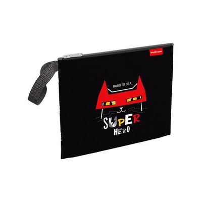 Папка для тетрадей 1 отделение А5+, ErichKrause® Super Hero, с рисунком, текстиль, на молнии  EK48553