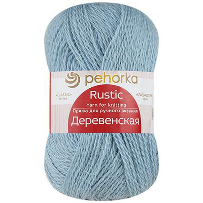 Пряжа  ПЕХ Деревенская 100г/250м (100% полугрубая шерсть) 177 голубое небо