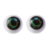 Глаза винтовые с заглушками, пластиковые 1 пара, цвет зеленый, 2,6см, [4380024]