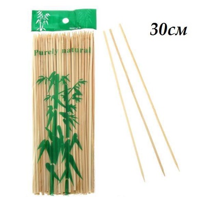 Шпажки деревянные бамбуковые 30см d=3 мм, 85-90 шт., в пакете, 118924