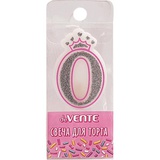 Свеча Цифра 0 deVENTE. Розовая принцесса, 5,8*3,8*0,8см, с серебряным рисунком, в пластиковой коробке с подвесом, 9060900
