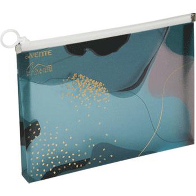 Папка на молнии с расширением А5 180 мкм полупрозрачная искрящаяся фактура с рисунком тиснение фольгой, deVENTE. Marandi. Sparkle, индивидуальная маркировка, 3072220 