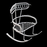 Металлическая мини кресло-качалка, белое 6*9*7см К9020