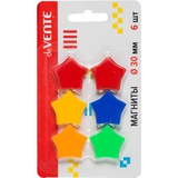 Магнит для магнитной доски 30 мм, 6 шт. deVENTE STARS, в форме звезды, цвета ассорти, пластик непрозрачный, в картонном блистере, 6021309