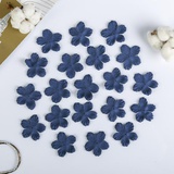Набор цветочков из ткани под замшу 20 шт, Пятилистник, темно-синий, 4,5х4,5 см, 2505052