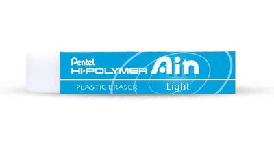 Ластик Pentel. Hi-Polymer Ain Light, 65х13х13 мм, белый, в индивидуальной упаковке, в картонной коробке, ZETL07
