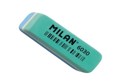 Резинка стирательная  MILAN 6030, скошенный биколор 56x15x12 мм, цвет в ассортименте, CPM6030