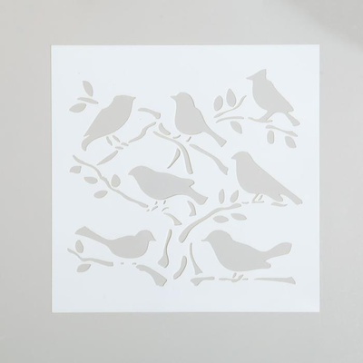 Трафарет пластик "Птицы на ветках" 13х13 см [4346857]