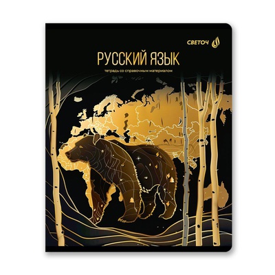 Тетрадь предметная 48л. линия Золотая коллекция - Русский язык, со справочным материалом, тиснение золотой фольгой, [Т145_01329]