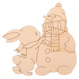 Деревянная заготовка (фанера) Подвеска "Зайчик со снеговиком" 10х10 см, Mr.Carving, ВД-1097
