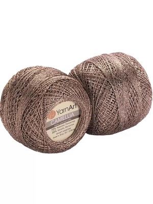 Пряжа Yarnart Camellia 50г/450м (91% полиэстер, 9% металлик), темно- бежевый 429
