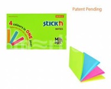Блок  самоклеящийся, 76*127 мм, 100 л., НЕОН STICK`N Magic Hopax, 4 цвета, 21573,  [889406]