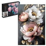 Картина по номерам (на подрамнике) 20х30см Пионы с золотом 71244 