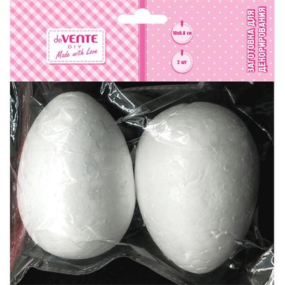 Набор заготовок для декорирования deVENTE. DIY: эллипсы из пенопласта, 10х6,8 см, 2 шт. в пластиковом пакете с блистрным подвесом, 8003911