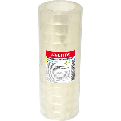 Клейкая лента 12 мм x33 м, 35 мкм,  прозрачная,  пластиковая втулка,  deVENTE 4162701