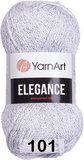 Пряжа YarnArt Elegance 50г/130м (88% хлопок, 12% металлик) 101 серебро