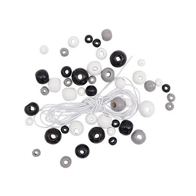 Деревянные бусины со шнурком черно-белый микс 90шт.160822 [7721004]
