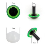 Глаза для игрушек живые с фиксатором зеленые, 11мм, 10шт,  [НК.11356]