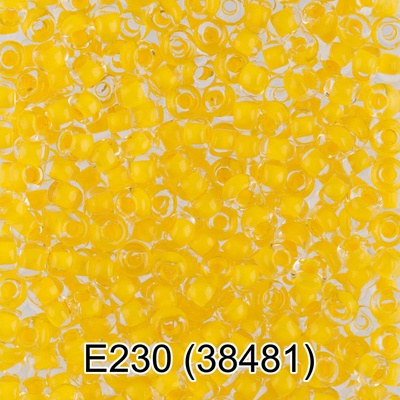 Бисер стеклянный GAMMA 5гр кристально-прозрачный с ярким цветным покрытием, желтый, круглый 10/*2,3мм, 1-й сорт Чехия, Е230 (38481)