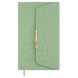 Ежедневник недатированный А5 160л. линия, Escalada "Страус оливковый", кожзам, твердый переплёт, метал. шильд с декор. металлической фигуркой, 70669