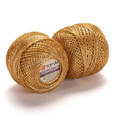 Пряжа Yarnart Camellia 50г/450м (91% полиэстер, 9% металлик), светлое золото 419
