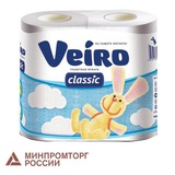 Бумага туалетная Veiro "Classic" 2-слойная, 4шт., тиснение, белая   5с24