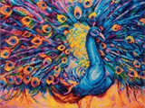 Кристальная мозаика 30*40см Яркий павлин, на подрамнике, полное заполнение ALPD-140