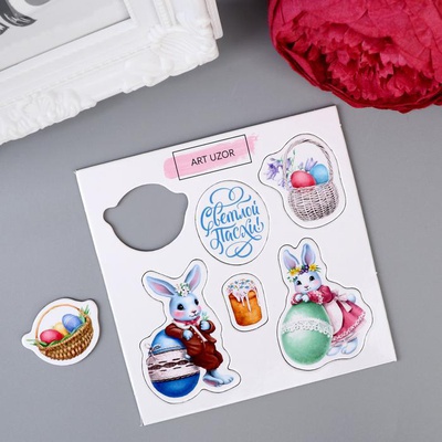 Чипборд для скрапбукинга "Зайчики - Светлой Пасхи!" 10х10 см [4531585]