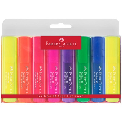 Набор текстмаркеров Faber-Castell "46 Pastel+Superfluorescent" 8цв. флуоресцентные, 1-5мм, чехол с европодвесом 154662