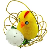 Украшение декоративное пасхальное Цыпленок в корзине с яйцом, 5 см, N163228