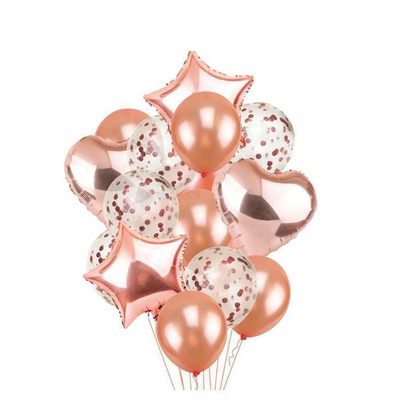 Набор шаров для украшения праздника "Романтика", 14шт. (фольга, латекс, розовое золот) 3734612